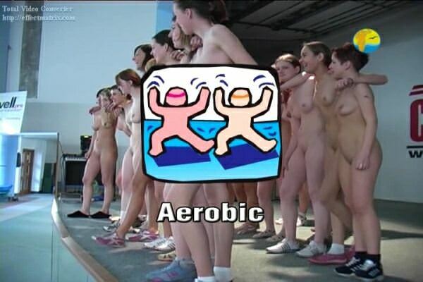 Nudists of the girl are engaged in aerobics [WorldNudism]