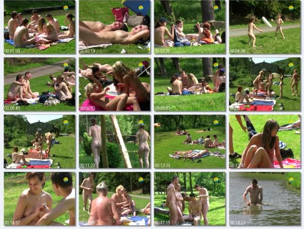 FKK video family naturism - Bathing in a Bahnak [WorldNudism]